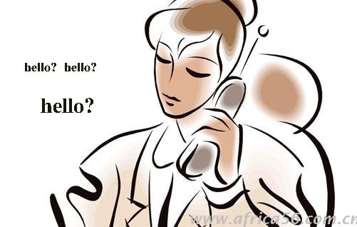 電話突然由于信號或是其他因素導致突然聽不到聲音了。用“hello？”