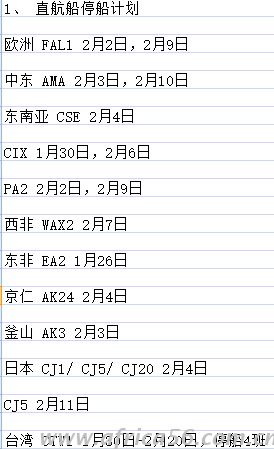 旭洲物流整理春節(jié)期間各船公司各航線停船計(jì)劃匯總來(lái)襲，收好不謝！